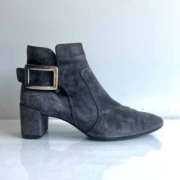 Roger Vivier Ankle Gray Suede Bootie 39.5 - Picture 5 of 10